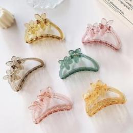 韓國超仙氣 ins 風透明花朵抓夾  后腦勺固定發夾抓夾 一元店貨源